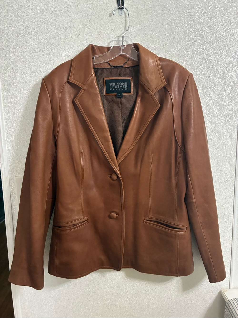 Wilsons Leather Women's Camel Brown Leather Blazer Jacket L